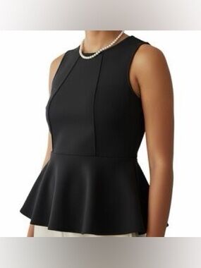 Boston Proper Black Sleeveless Peplum Top